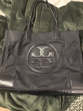 Tory Burch Black Nylon Tote with Logo Medallion